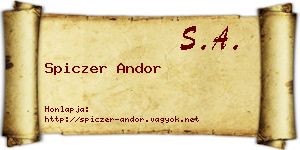 Spiczer Andor névjegykártya